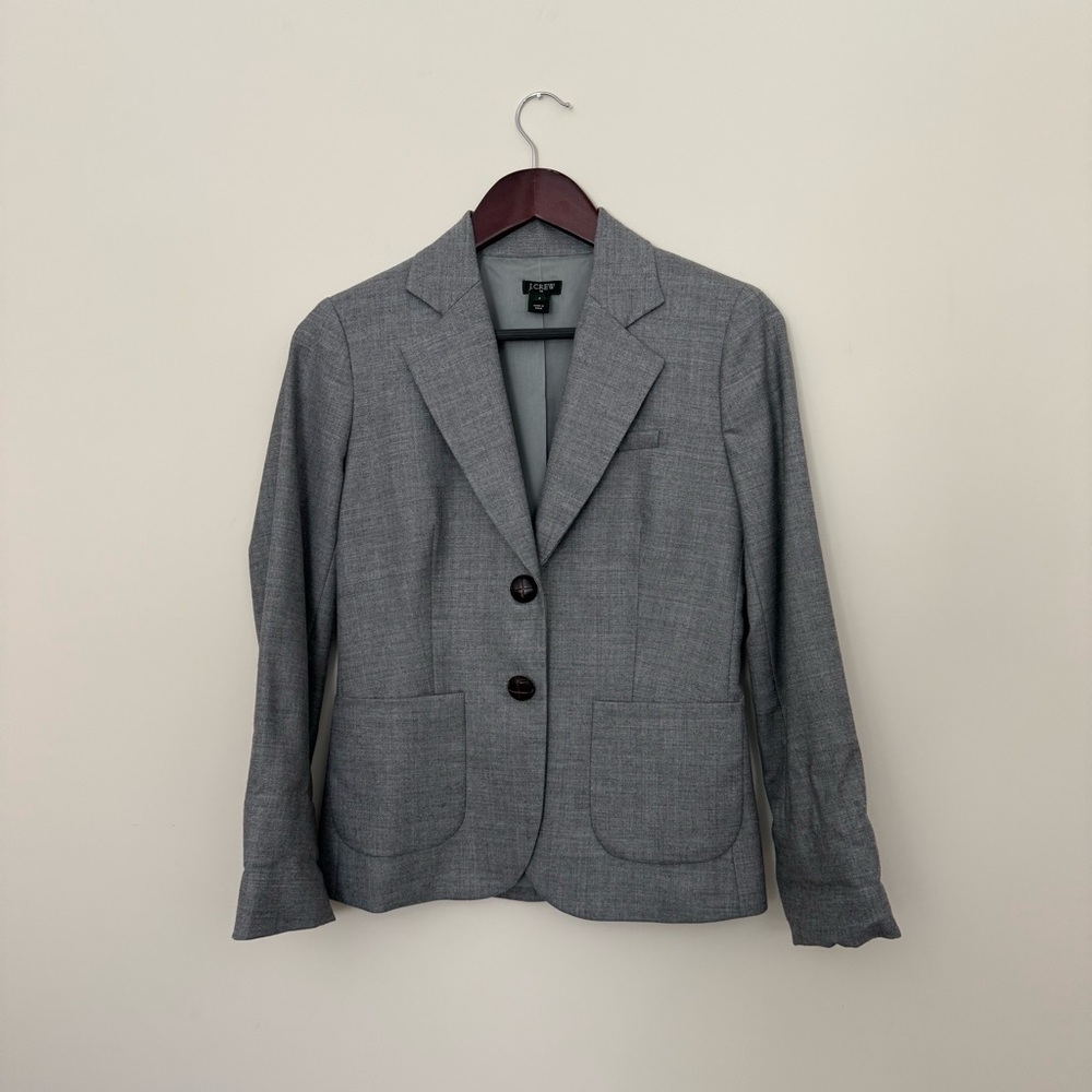 J.Crew Women’s Gray Blazer with Two-Button Closure - Size 2